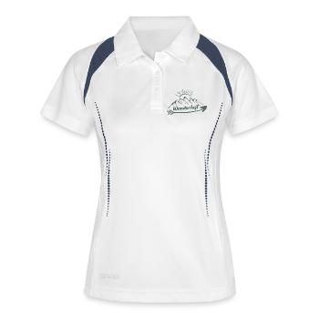 Wanderlust Mountain Outdoor Travel Design - Frauen Polo atmungsaktiv - Weiß/Navy - Vorne