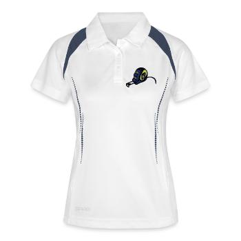 Atemschutz Illustration Gelb Blau - Frauen Polo atmungsaktiv - Weiß/Navy - Vorne