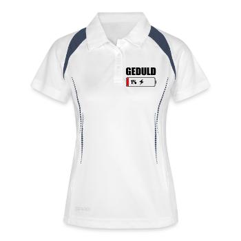 Geduld 1% Lustige Sprüche Lustig Sprüche - Frauen Polo atmungsaktiv - Weiß/Navy - Vorne
