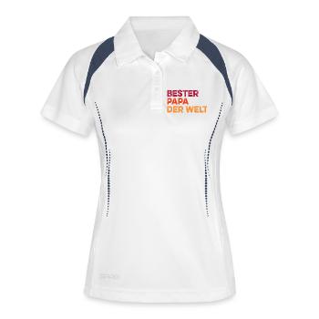 Bester Papa der Welt Vatertag lustig - Frauen Polo atmungsaktiv - Weiß/Navy - Vorne