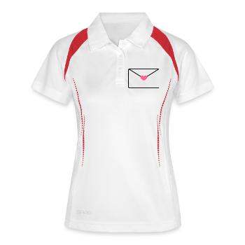 Enveloppe avec le cœur - Polo respirant Femme - blanc/marine - Devant