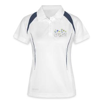 Blumen - Frauen Polo atmungsaktiv - Weiß/Navy - Vorne