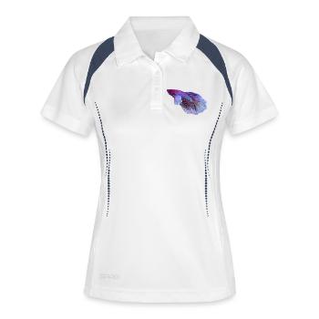 Bunter Betta Traum - Frauen Polo atmungsaktiv - Weiß/Navy - Vorne