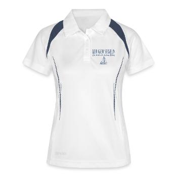 Segeln Da hab ich meine Ruhe - Frauen Polo atmungsaktiv - Weiß/Navy - Vorne