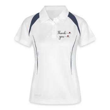 Merci au cadeau de la typographie du cœur - Polo respirant Femme - blanc/marine - Devant