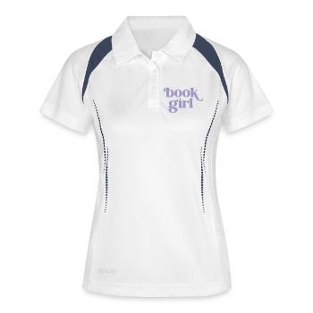 Book Girl - Frauen Polo atmungsaktiv - Weiß/Navy - Vorne