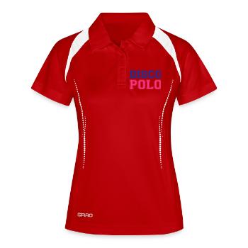 DISCO POLO Polska Poland Polen - Frauen Polo atmungsaktiv - Weiß/Navy - Vorne