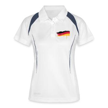 gepinselte Deutschland Fahne - Frauen Polo atmungsaktiv - Weiß/Navy - Vorne