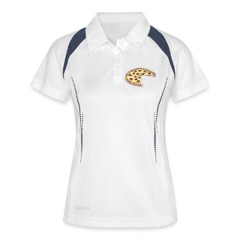 Pizza für Eltern-Baby-Partnerlook mit 2 Kindern - Frauen Polo atmungsaktiv - Weiß/Navy - Vorne
