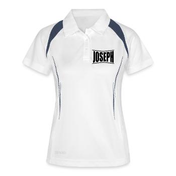 Name T-Shirt Joseph T-Shirt Geschenkidee - Frauen Polo atmungsaktiv - Weiß/Navy - Vorne