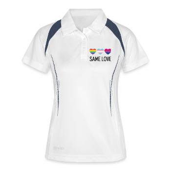 Pride Month LGBTQ - Gleiche Liebe - Frauen Polo atmungsaktiv - Weiß/Navy - Vorne