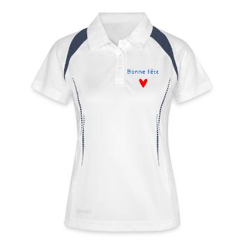 MAMIE. FÊTE DES MÈRES. BONNE FÊTE MAMIE. JE T'AIME - Polo respirant Femme - blanc/marine - Devant