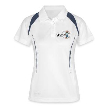 Mama Gestionnaire de la famille – Maman Power Design - Polo respirant Femme - blanc/marine - Devant