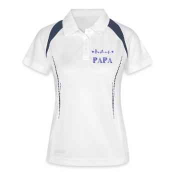 PAPA. FÊTE DES PÈRES. BONNE FÊTE PAPA. BONNE FÊTE. - Polo respirant Femme - blanc/marine - Devant