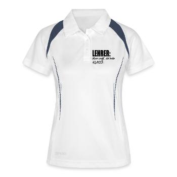 LEHRER SPRÜCHE MIT KLASSE - Frauen Polo atmungsaktiv - Weiß/Navy - Vorne