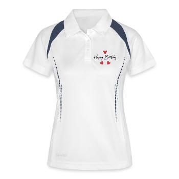 ALLES GUTE ZUM GEBURTSTAG. ALLES GUTE ZUM GEBURTSTAG. JAHRESTAG. - Frauen Polo atmungsaktiv - Weiß/Navy - Vorne