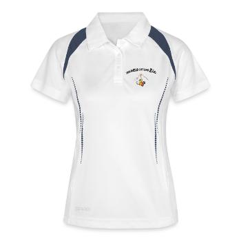 Der Weg ist das Ziel - Wandern - Frauen Polo atmungsaktiv - Weiß/Navy - Vorne
