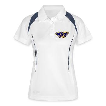 Papillon bleu-jaune – symbole de légèreté - Polo respirant Femme - blanc/marine - Devant