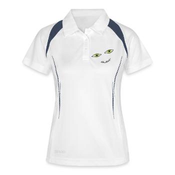 Ein lächelndes Gesicht das deine Sorgen vertreibt - Frauen Polo atmungsaktiv - Weiß/Navy - Vorne