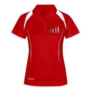 Menschheits Entwicklung - Evolution Illustration - Frauen Polo atmungsaktiv - Weiß/Navy - Vorne
