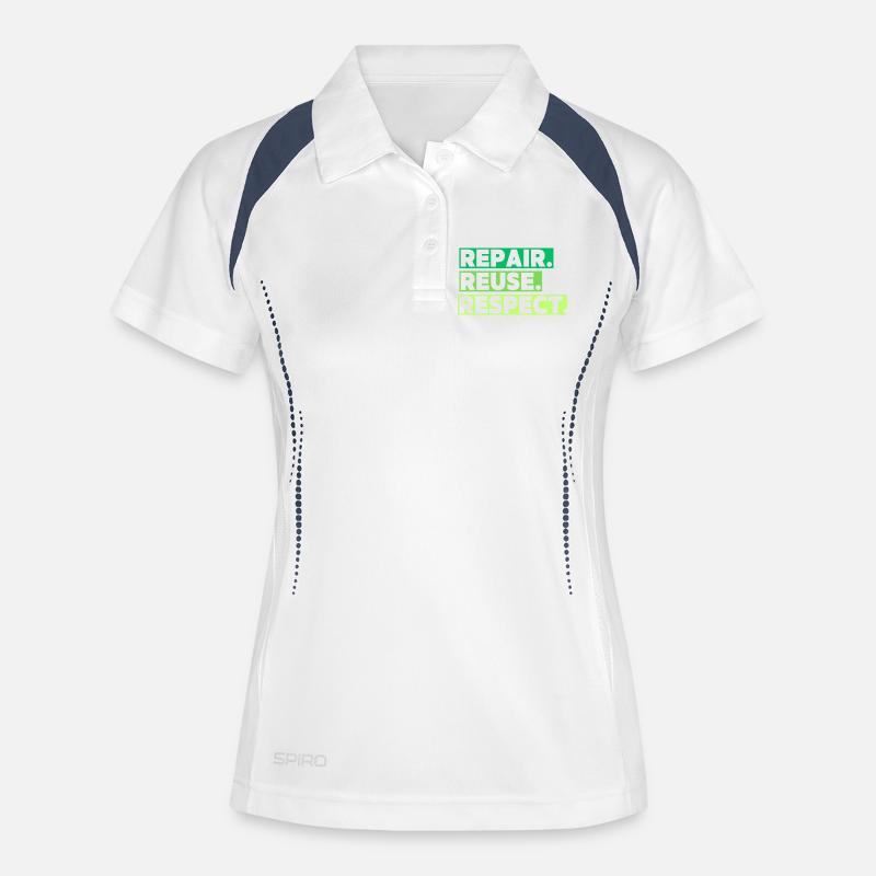 An ecological theme with a message - Women's Polo breathable - white/navy