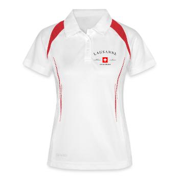 Lausanne, Suisse – Souvenir et cadeau de vacances - Polo respirant Femme - blanc/marine - Devant