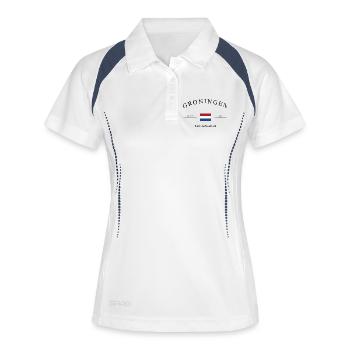 Groningue, Pays-Bas – Souvenir et cadeau de Noël - Polo respirant Femme - blanc/marine - Devant