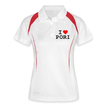I love Pori - Ich liebe Pori - Frauen Polo atmungsaktiv - Weiß/Navy - Vorne