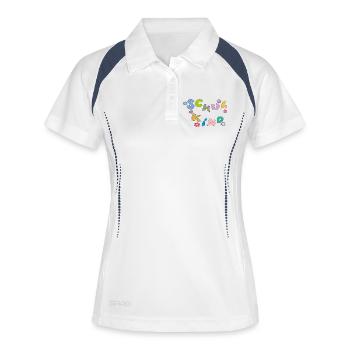 Lettres colorées d’écoliers - Polo respirant Femme - blanc/marine - Devant