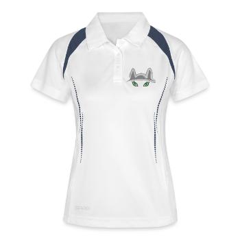 Katzi - Frauen Polo atmungsaktiv - Weiß/Navy - Vorne