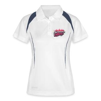 Karnevalsmaus Köln - Kölner Karneval Design - Frauen Polo atmungsaktiv - Weiß/Navy - Vorne