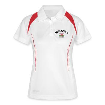 Swansea, Pays de Galles - Polo respirant Femme - blanc/marine - Devant