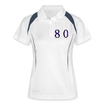 80. 80 ANS. 80e ANNIVERSAIRE. ANNIVERSAIRE 80 ANS. - Polo respirant Femme - blanc/marine - Devant