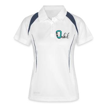 Camping Klettern Onkel - Frauen Polo atmungsaktiv - Weiß/Navy - Vorne