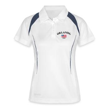 Orlando, USA - Frauen Polo atmungsaktiv - Weiß/Navy - Vorne