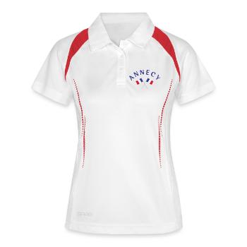 Annecy kreuzte französische Flaggen - Frauen Polo atmungsaktiv - Weiß/Navy - Vorne