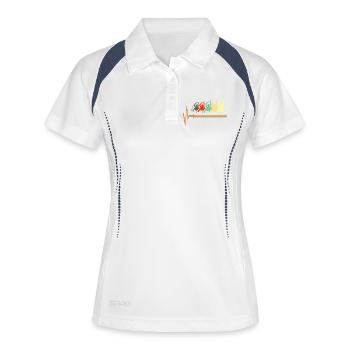 Saut en hauteur, battement de cœur, ECG, pulsation, athlétisme, art - Polo respirant Femme - blanc/marine - Devant