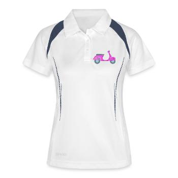 Roller Dots Punkte Frühling Italien Lebensfreude - Frauen Polo atmungsaktiv - Weiß/Navy - Vorne