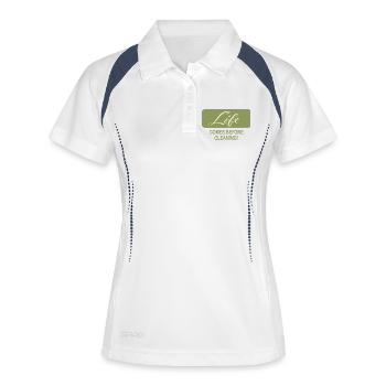 Minimalistisches Zitat über das Leben vor der Reinigung - Frauen Polo atmungsaktiv - Weiß/Navy - Vorne