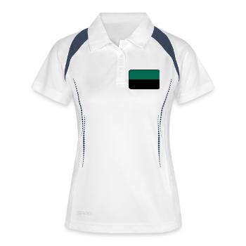 Texel-Flaggenlogo – Inselkleidung - Frauen Polo atmungsaktiv - Weiß/Navy - Vorne