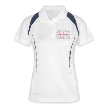 UBERBRITISH - Frauen Polo atmungsaktiv - Weiß/Navy - Vorne