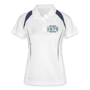 Limited Edition July 1976 Geburtstag Geschenk - Frauen Polo atmungsaktiv - Weiß/Navy - Vorne
