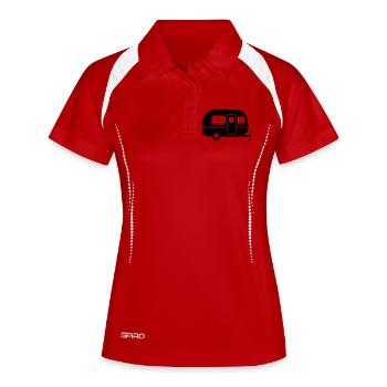 Karawane - Frauen Polo atmungsaktiv - Weiß/Navy - Vorne