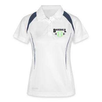 Balle de baseball néon avec points illuminés - Polo respirant Femme - blanc/marine - Devant