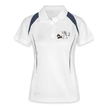 Dackel und Skelett Halloween-Jagd - Frauen Polo atmungsaktiv - Weiß/Navy - Vorne