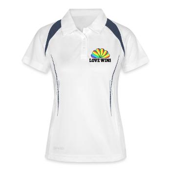 Love Wins - Regenbogen Statement Design - Frauen Polo atmungsaktiv - Weiß/Navy - Vorne