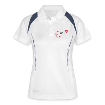 Rote Rakete Graffiti Logo - Frauen Polo atmungsaktiv - Weiß/Navy - Vorne