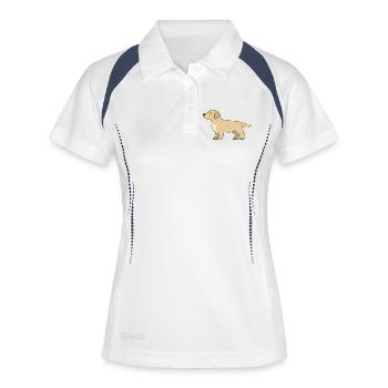 Silhouette délicate du retriever - Polo respirant Femme - blanc/marine - Devant