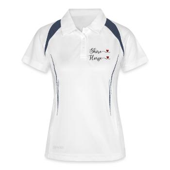 Cheval du Comté au Cœur - Polo respirant Femme - blanc/marine - Devant
