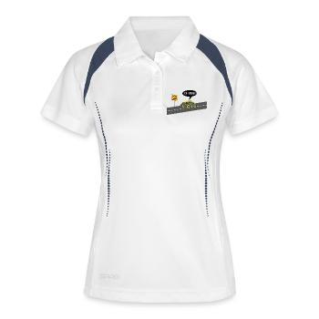 Schule ich komme - Frauen Polo atmungsaktiv - Weiß/Navy - Vorne